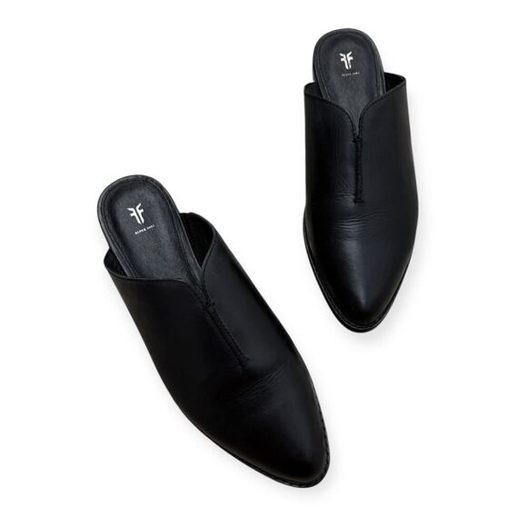 Frye Black Leather Mules size 8 - Picture 1 of 8